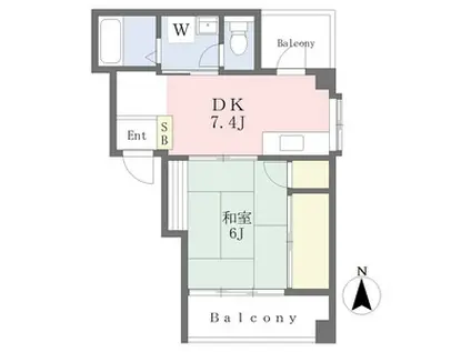 美和ビル(1DK/9階)の間取り写真