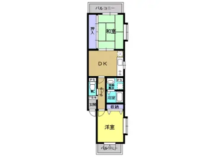 WINDS(2DK/2階)の間取り写真