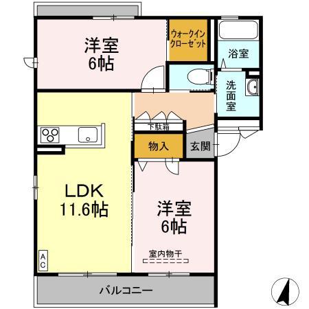 GRANDIO(2LDK/3階)の間取り写真