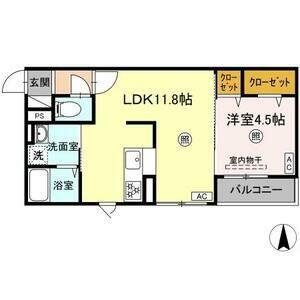 DHCR広瀬町(1LDK/1階)の間取り写真