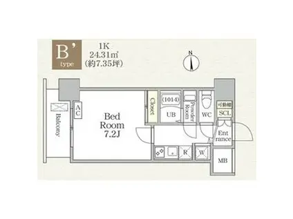 アドバンス大阪城ベレッツァ(1K/8階)の間取り写真