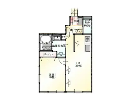 ウッドヴィレッジ仁戸名(1LDK/1階)の間取り写真