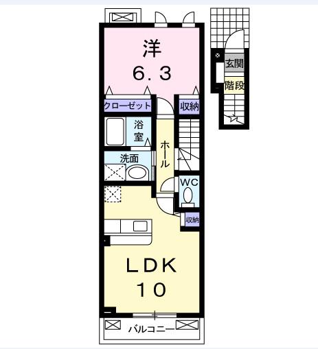 シーサイド・ヴィラ(1LDK/2階)の間取り写真