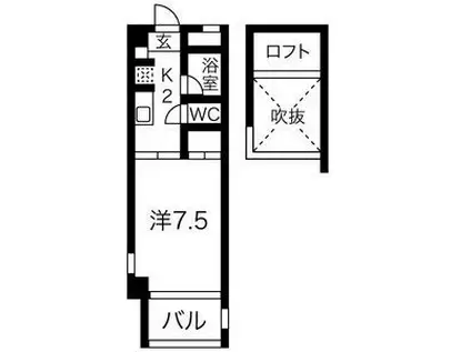 クレイタスパークII(1K/3階)の間取り写真