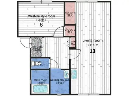 フレグランス方III(1LDK/1階)の間取り写真