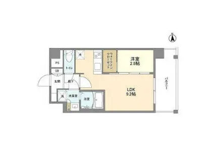 シャテーニュ上本町(1LDK/7階)の間取り写真