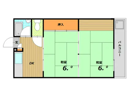 東山グリーンマンション(2DK/3階)の間取り写真