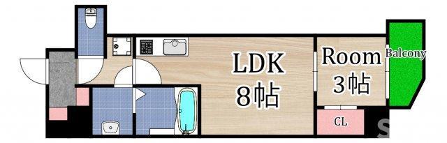 ワールドアイ京橋ノルド(1LDK/3階)の間取り写真