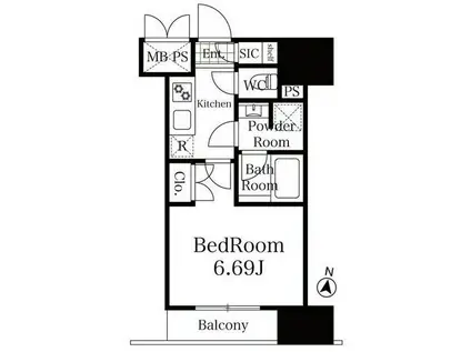 リージア上杉一丁目(1K/10階)の間取り写真