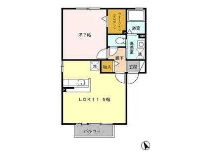 D-ROOM フラワーレジデンス鈴木 拾番館 202(1LDK/2階)の間取り写真