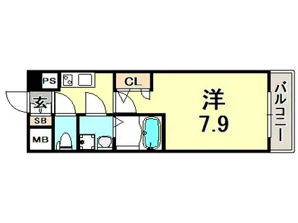 エスリード三宮旭通(1K/8階)の間取り写真