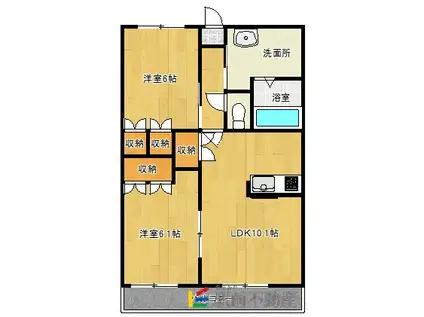 グリーンエンジェル白石(2LDK/2階)の間取り写真