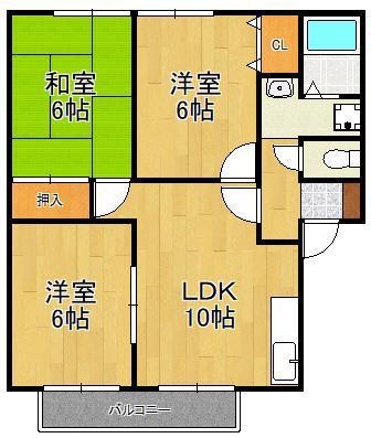 チェリーハイツC棟(3LDK/2階)の間取り写真