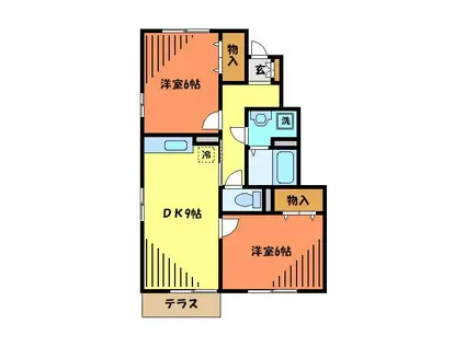 エスポワールみなみ野A(2DK/1階)の間取り写真