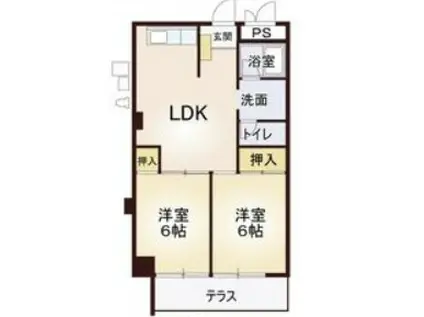 シャンティ豊中(2LDK/1階)の間取り写真