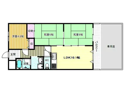 大発ロイヤルハイム法善寺駅前マンション(3LDK/1階)の間取り写真