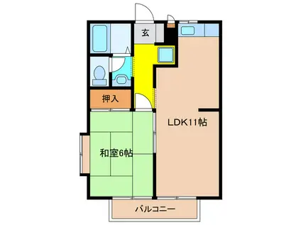 エステートピアN壱番館(1LDK/2階)の間取り写真