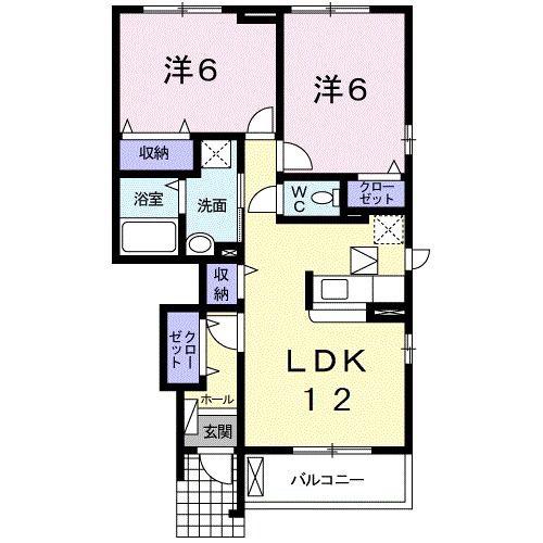 グランツA(2LDK/1階)の間取り写真