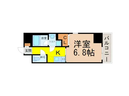 プレミアム黒川(1K/8階)の間取り写真