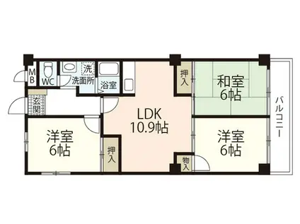 F・Fハイム(3LDK/4階)の間取り写真