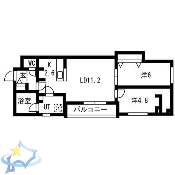 LUCE SOLARE発寒(2LDK/2階)の間取り写真