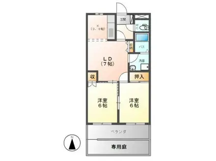 サウス・フォレストA棟(2LDK/1階)の間取り写真