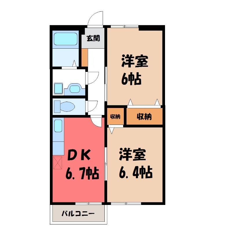 プレミールII(2DK/2階)の間取り写真