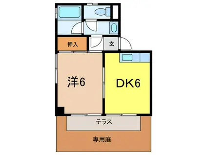サニーテラス芦屋(1DK/1階)の間取り写真