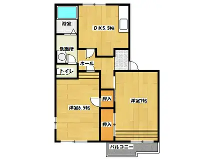 サツキハイツ(2DK/1階)の間取り写真