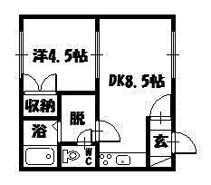 グランデ忠和A/B棟(1DK/1階)の間取り写真