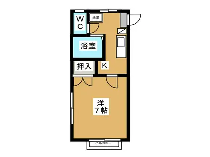 プチハウス三輪(1K/1階)の間取り写真