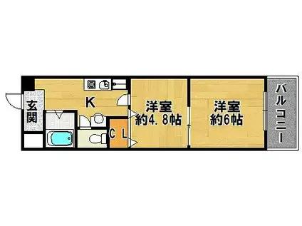 北林マンションII(2K/4階)の間取り写真