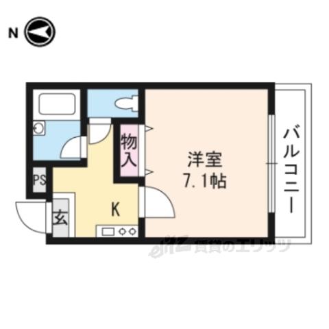 エトワール桃山(1K/2階)の間取り写真