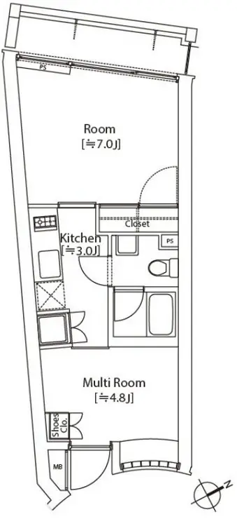 カスタリア祐天寺 3階階 間取り