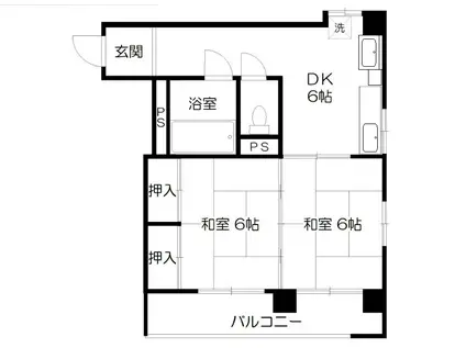 清水小路マンション(2DK/5階)の間取り写真