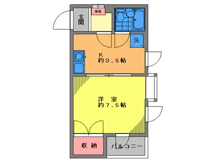 ジュネスこくぼ(1K/3階)の間取り写真