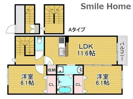 CASAあびこ道(2LDK/1階)の間取り写真