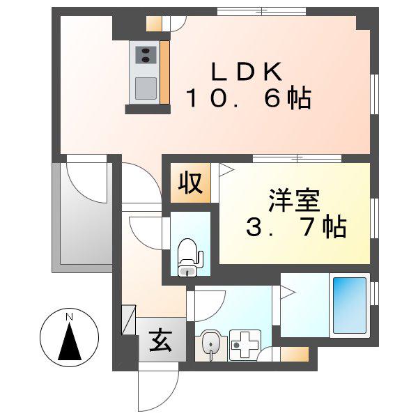 ロイヤルレジデンス高畑(1LDK/3階)の間取り写真