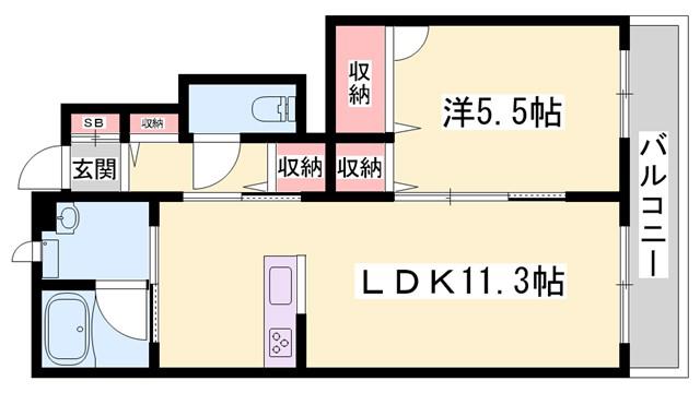 フェリーチェカーサ下戸田(1LDK/1階)の間取り写真
