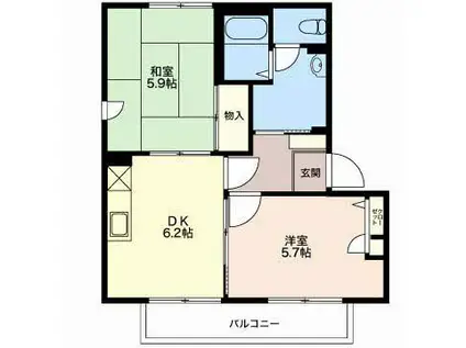 ルシアージュA(2DK/1階)の間取り写真