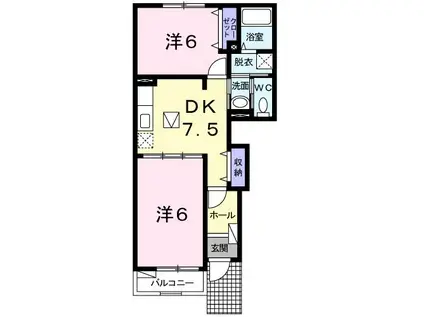 パークサイド(2DK/1階)の間取り写真