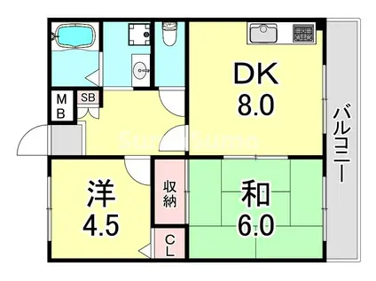 メープルハイツ(2DK/1階)の間取り写真