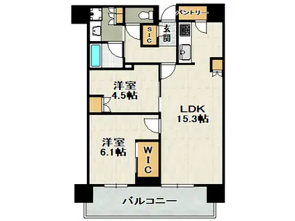 ジオタワー宝塚グランレジス(2LDK/13階)の間取り写真