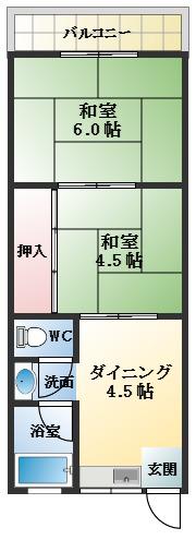 田中文化(2DK/2階)の間取り写真