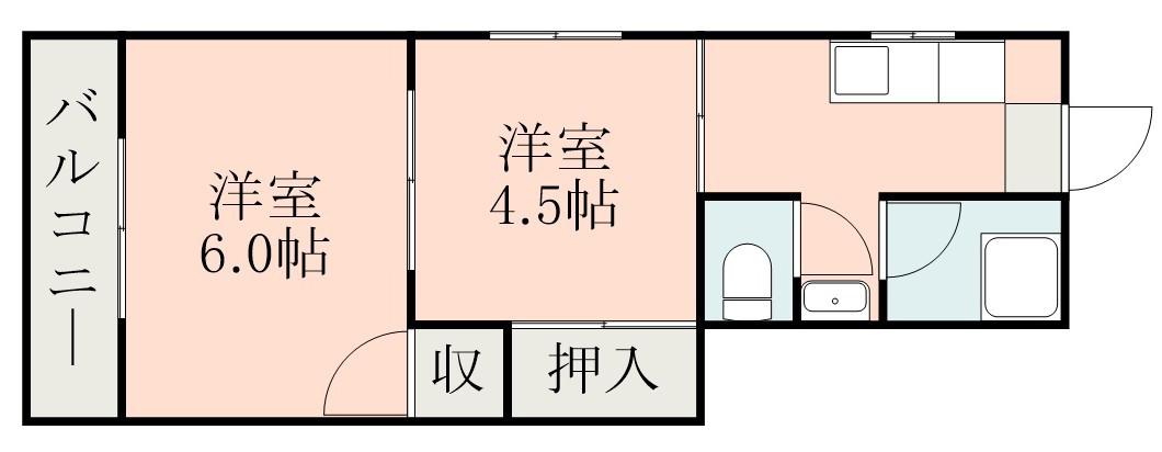 永秀建設ビル(2K/2階)の間取り写真