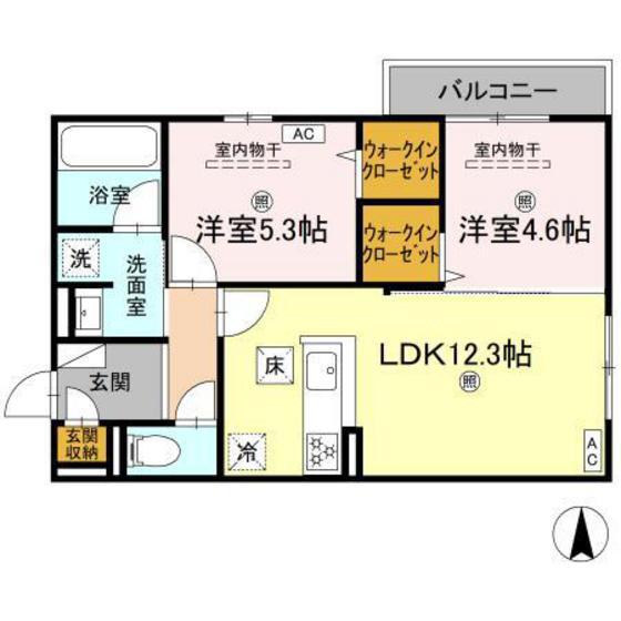 CAMPANELLA山本(2LDK/1階)の間取り写真