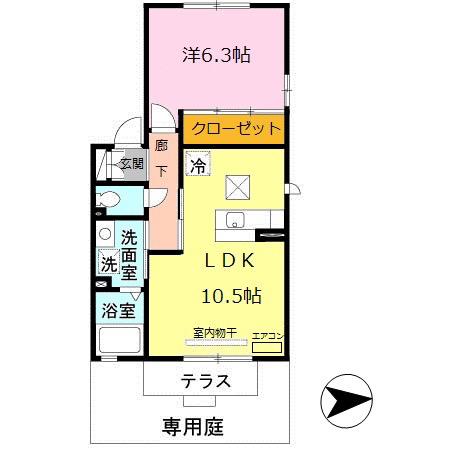 イーストコート(1LDK/1階)の間取り写真