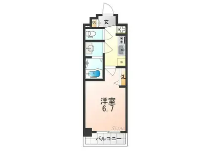 プレサンス THE KYOTO 澄華(1K/6階)の間取り写真