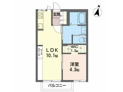 コンフォルタ藤沢町A(1LDK/2階)の間取り写真