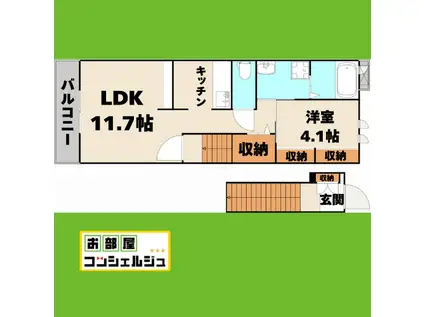 カルム メゾン(1LDK/2階)の間取り写真